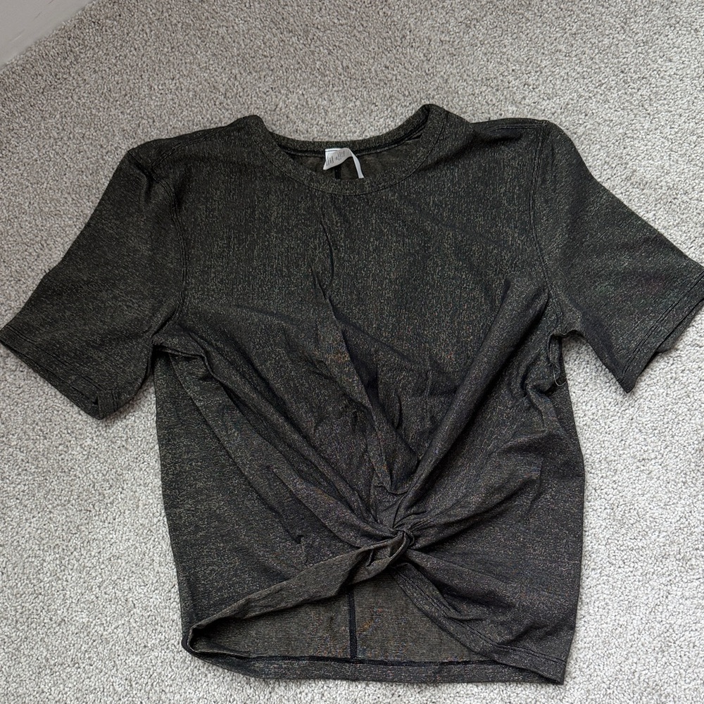 Lululemon Women's Black/Gold  Knotted Top